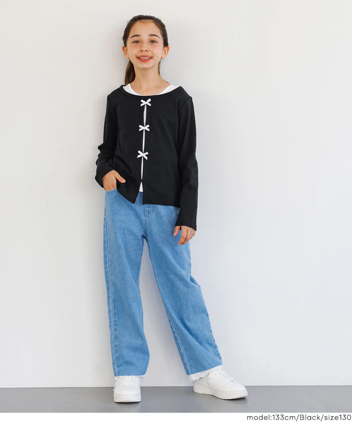 リブカーデレイヤード長袖Tシャツ キッズ メール便不可 - Image 8