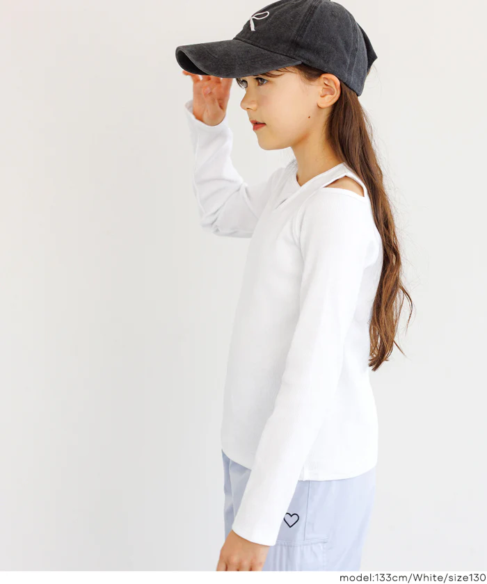セール★990円→550円 リブアシメ肩あき長袖Tシャツ メール便不可 - Image 3