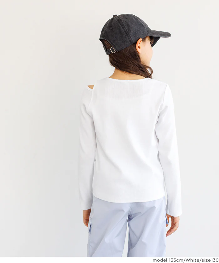 セール★990円→550円 リブアシメ肩あき長袖Tシャツ メール便不可 - Image 5