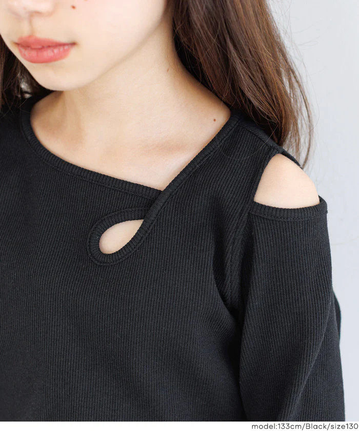 セール★990円→550円 リブアシメ肩あき長袖Tシャツ メール便不可 - Image 9