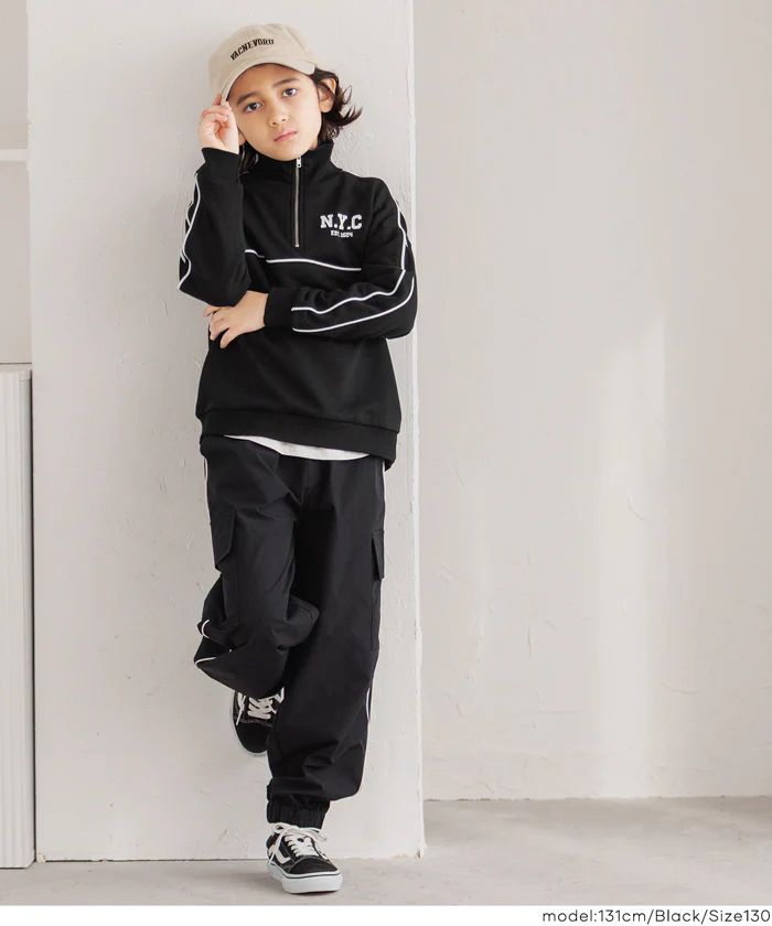 ハーフジップラインスウェットトップス キッズ メール便不可 - Image 12
