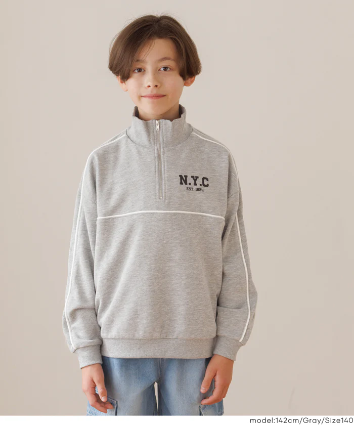 ハーフジップラインスウェットトップス キッズ メール便不可 - Image 6