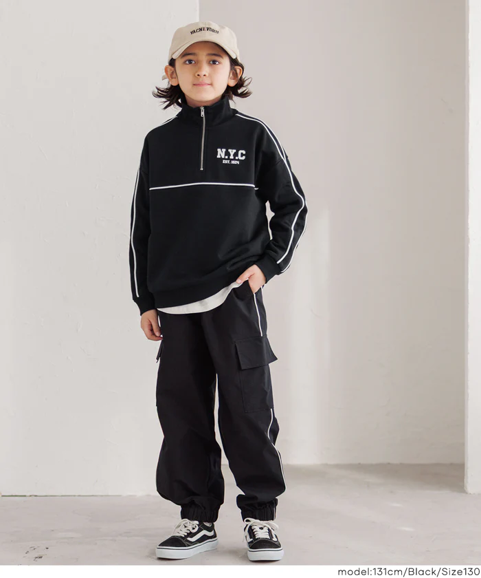 ハーフジップラインスウェットトップス キッズ メール便不可 - Image 8