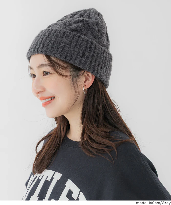 セール★1290円→990円ウール混ケーブルニット帽子 レディース メール便不可 coca コカ - Image 2