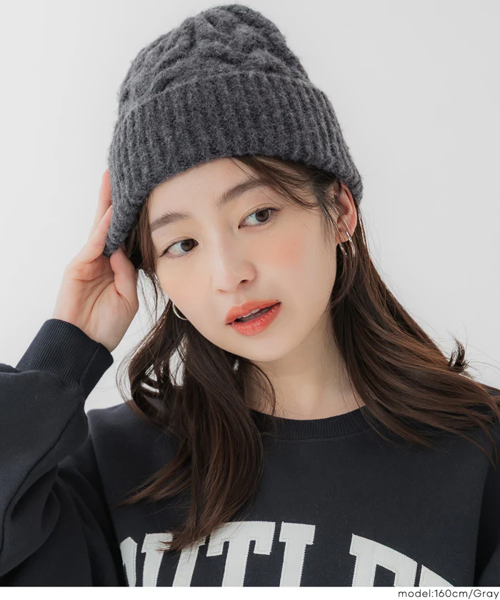セール★1290円→990円ウール混ケーブルニット帽子 レディース メール便不可 coca コカ - Image 4