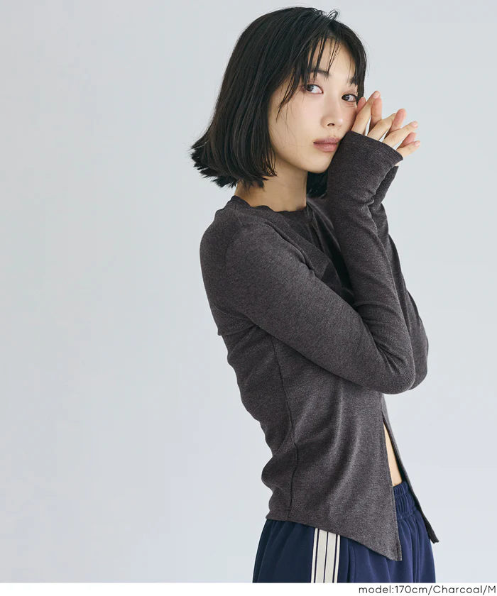 とろみリブスリットトップス レディース メール便不可 - Image 9