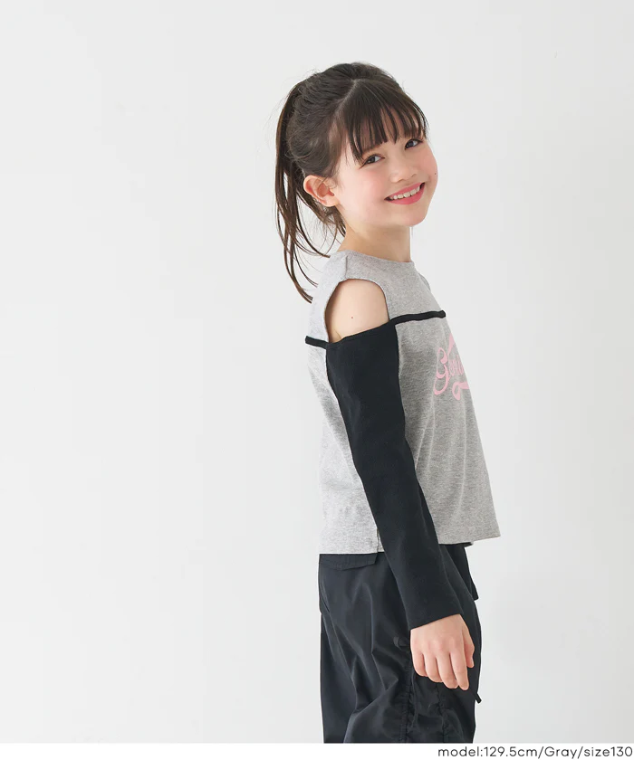 セール★1290円→550円 リブレイヤード肩あきトップス キッズ メール便不可 - Image 9