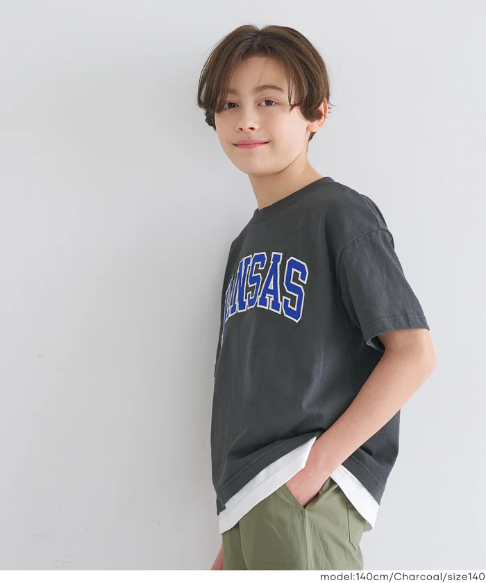 セール★1290円→990円 ワッペン刺繍レイヤードTシャツ キッズ メール便不可 - Image 3