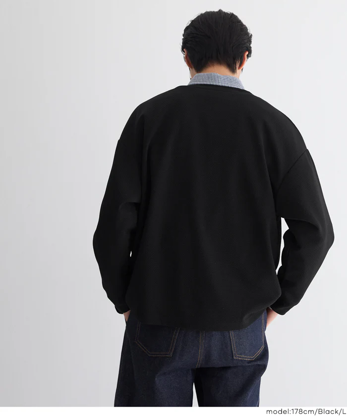 エンボスノーカラーカーディガン メンズ メール便不可 - Image 7