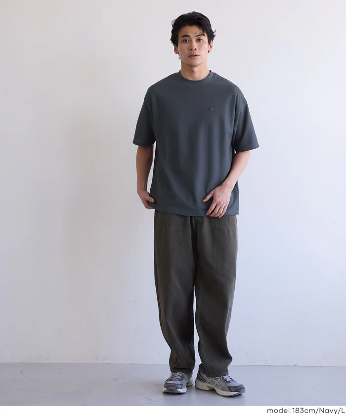 鹿の子ワンポイント胸刺繍トップス メンズ メール便不可 - Image 13