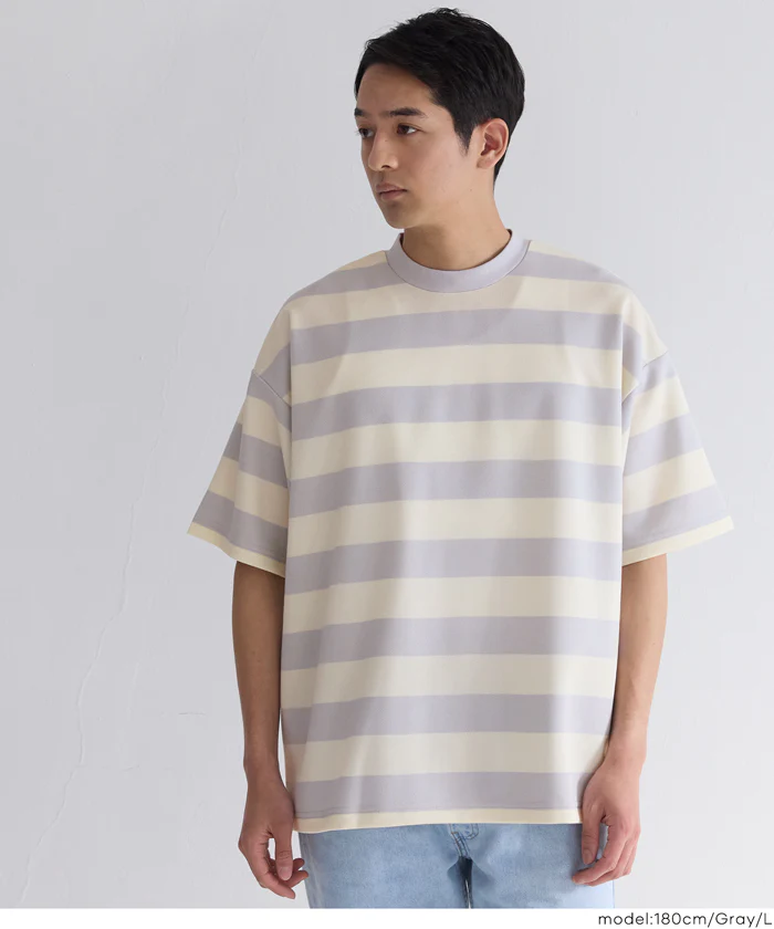 鹿の子ボーダーTシャツ メンズ メール便不可 - Image 2
