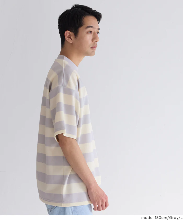 鹿の子ボーダーTシャツ メンズ メール便不可 - Image 3