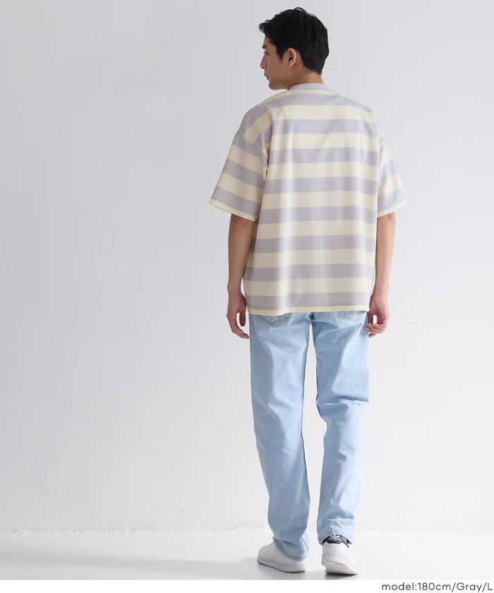 鹿の子ボーダーTシャツ メンズ メール便不可 - Image 4