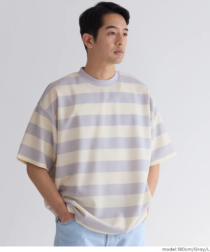 鹿の子ボーダーTシャツ メンズ メール便不可 - Image 5