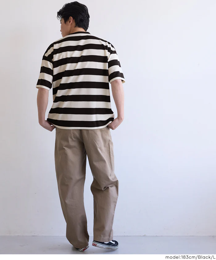 鹿の子ボーダーTシャツ メンズ メール便不可 - Image 9