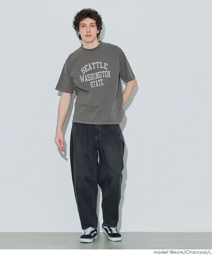 ピグメント風プリント半袖Tシャツ メンズ メール便不可 - Image 2