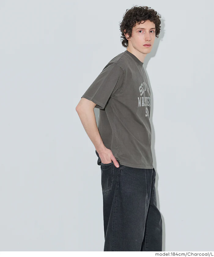 ピグメント風プリント半袖Tシャツ メンズ メール便不可 - Image 3