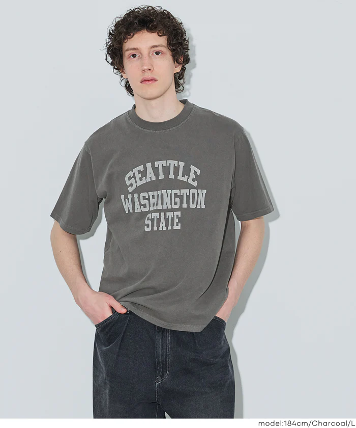 ピグメント風プリント半袖Tシャツ メンズ メール便不可 - Image 4