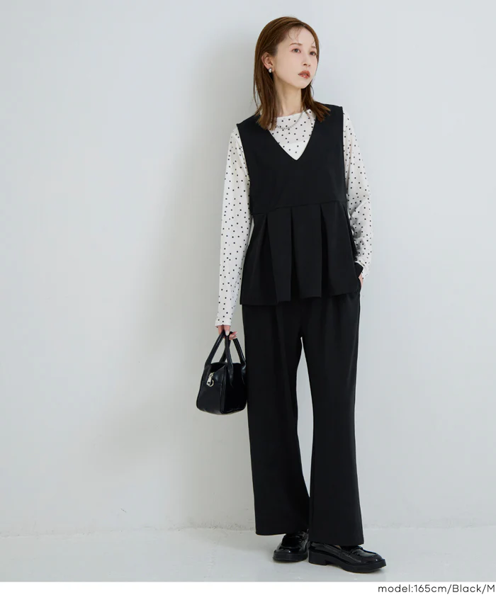 カットジョーゼットワイドパンツ レディース メール便不可 - Image 6