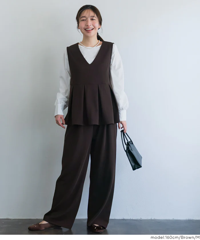 カットジョーゼットタックペプラムベスト レディース メール便不可 - Image 12