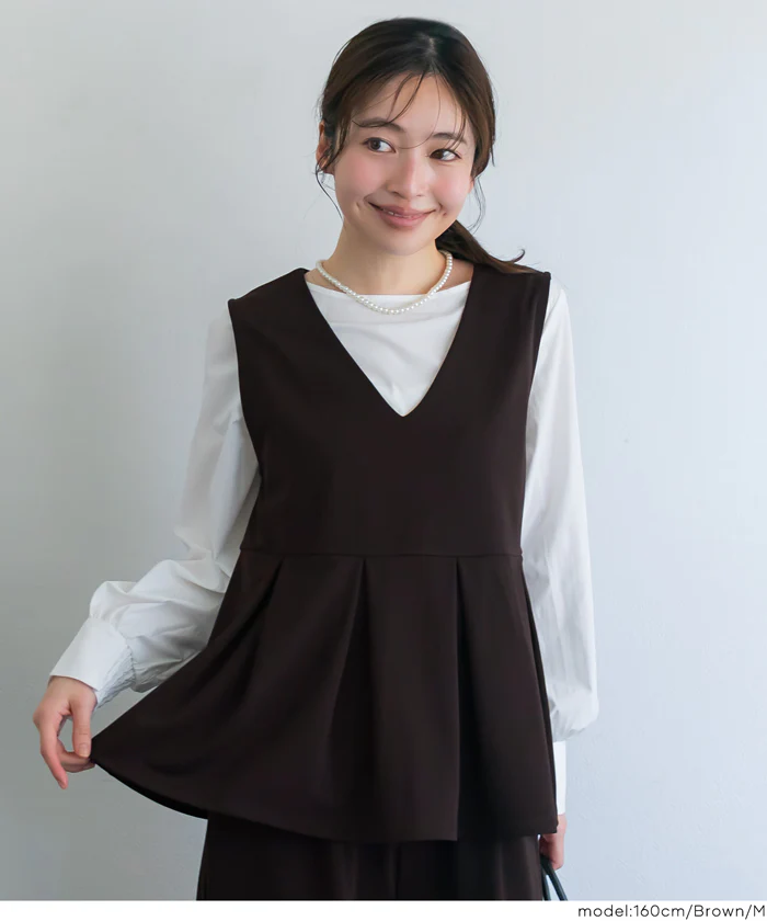 カットジョーゼットタックペプラムベスト レディース メール便不可 - Image 14