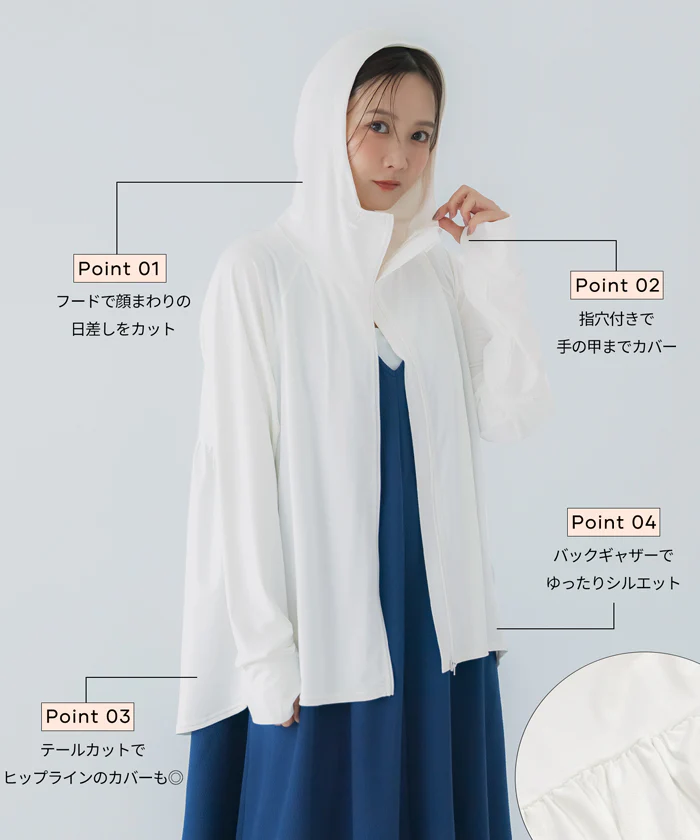 UVカットバックギャザーパーカー レディース メール便不可【田中里奈様着用】 - Image 4