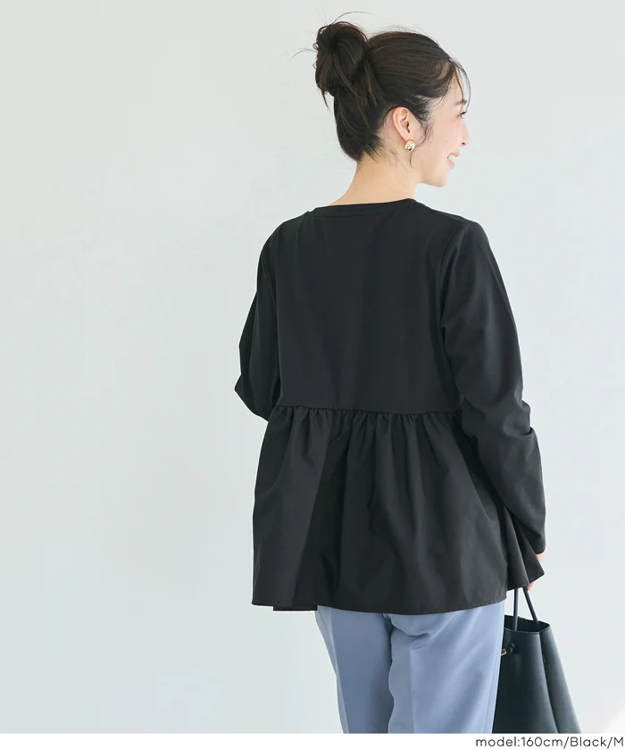 異素材切り替え長袖Tシャツ レディース メール便不可 - Image 11