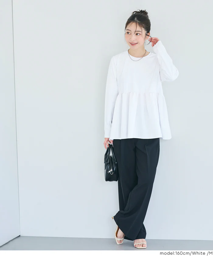 異素材切り替え長袖Tシャツ レディース メール便不可 - Image 3