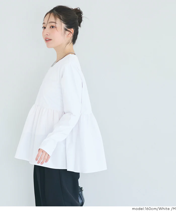 異素材切り替え長袖Tシャツ レディース メール便不可 - Image 4