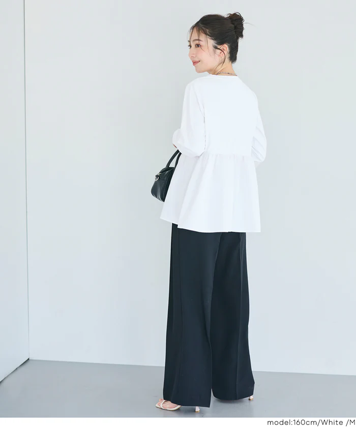 異素材切り替え長袖Tシャツ レディース メール便不可 - Image 5
