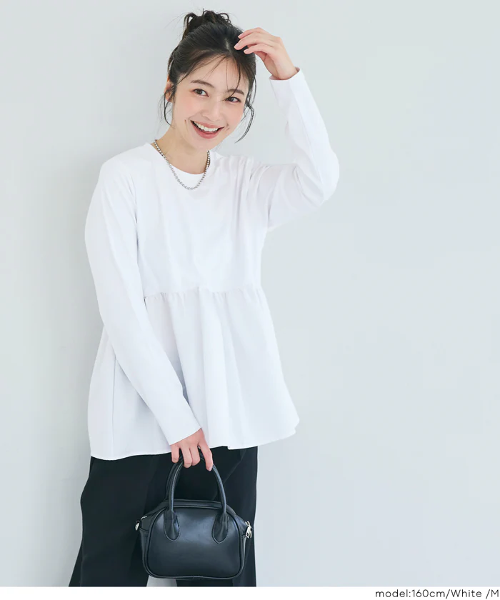 異素材切り替え長袖Tシャツ レディース メール便不可 - Image 6