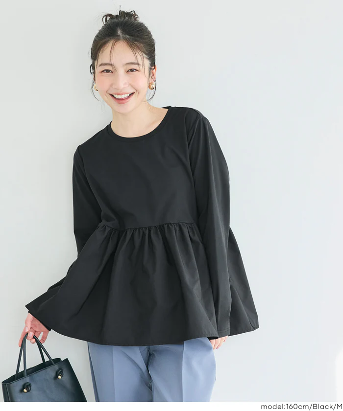 異素材切り替え長袖Tシャツ レディース メール便不可 - Image 9