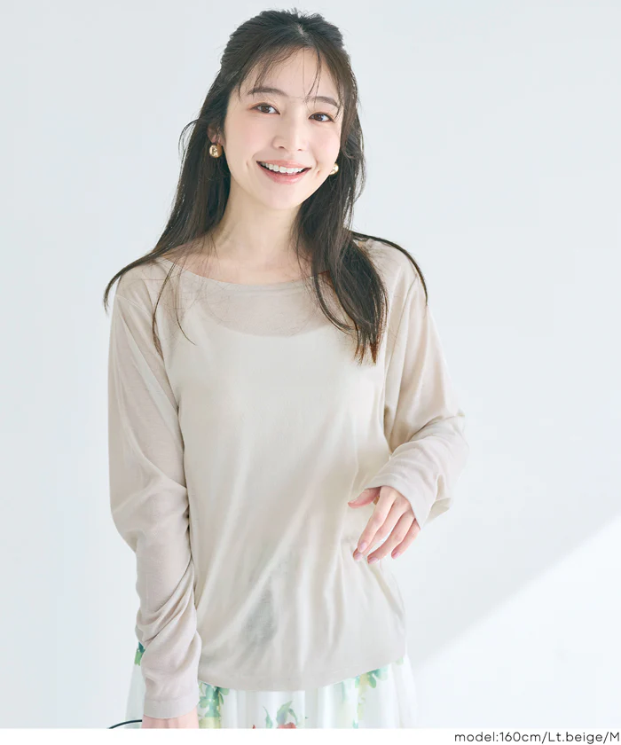 セール★1290円→990円 ワンショルダーシアー長袖Tシャツ レディース メール便可 - Image 6