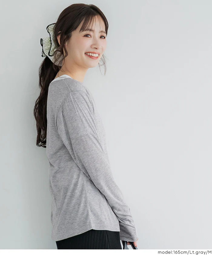セール★1290円→990円 ワンショルダーシアー長袖Tシャツ レディース メール便可 - Image 9