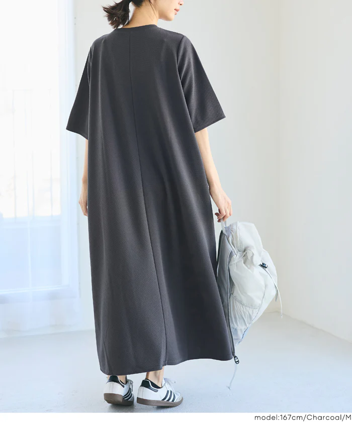 エンボスクルーネックワンピース レディース メール便不可 - Image 11