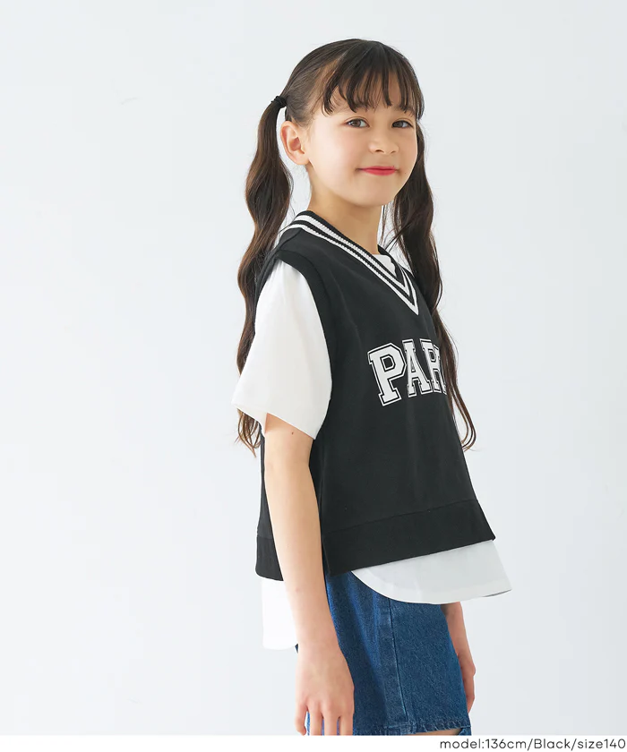 セール★1490円→990円 ベストレイヤードTシャツ キッズ メール便不可 - Image 3
