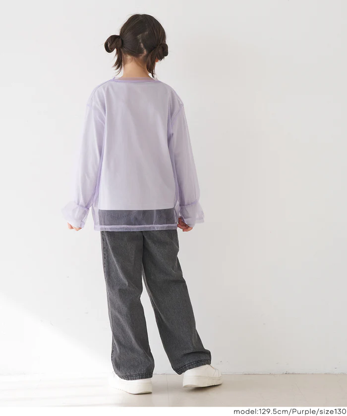セール★1690円→550円チュールトップス＆長袖Tシャツ 2枚セット キッズ メール便不可 - Image 4