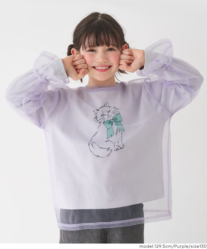 セール★1690円→550円チュールトップス＆長袖Tシャツ 2枚セット キッズ メール便不可 - Image 5