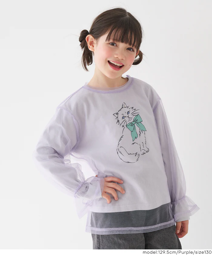 セール★1690円→550円チュールトップス＆長袖Tシャツ 2枚セット キッズ メール便不可 - Image 7