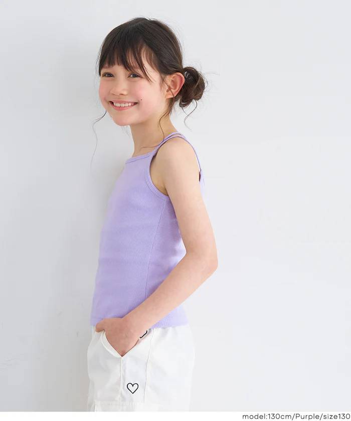 リブダブルストラップキャミソール キッズ メール便可 - Image 8