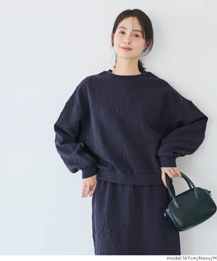 膨れジャカードスウェットトップス レディース メール便不可 - Image 10