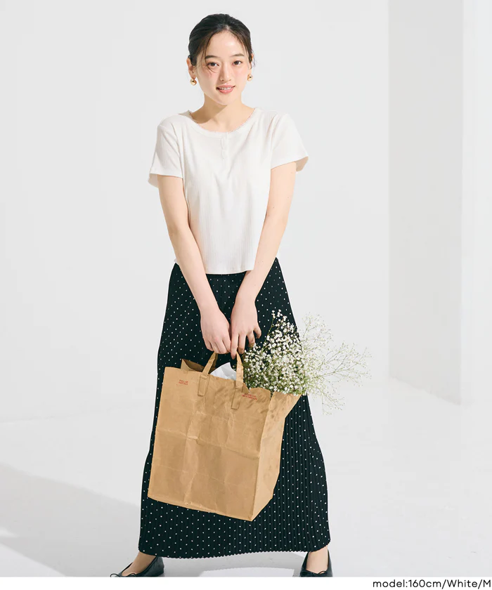 リブヘンリーネックTシャツ レディース メール便可 - Image 2