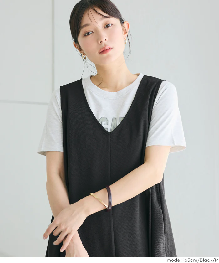 【WEB先行販売・5/6まで10％OFF】【予約5/20頃発送】ライトエンボスマキシジャンパースカート メール便不可【田中里奈様着用】 - Image 15