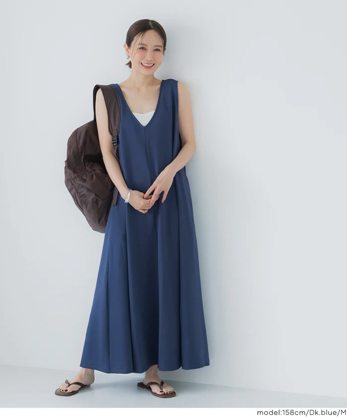 【WEB先行販売・5/6まで10％OFF】【予約5/20頃発送】ライトエンボスマキシジャンパースカート メール便不可【田中里奈様着用】 - Image 4