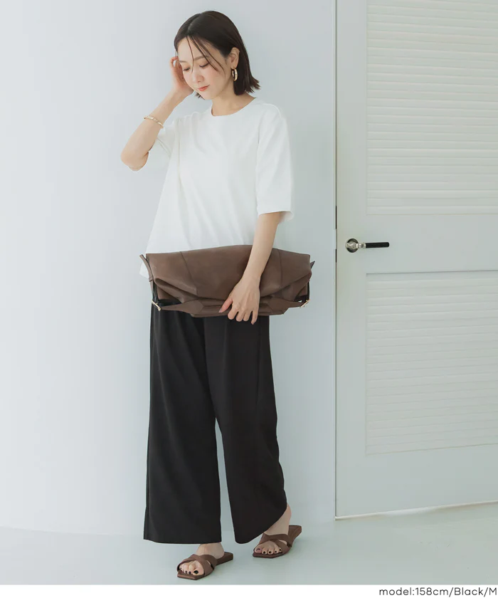 【WEB先行販売・5/6まで10％OFF】【予約5/20頃発送】ライトエンボスタックワイドイージーパンツ レディース メール便不可 【田中里奈様着用】 - Image 6