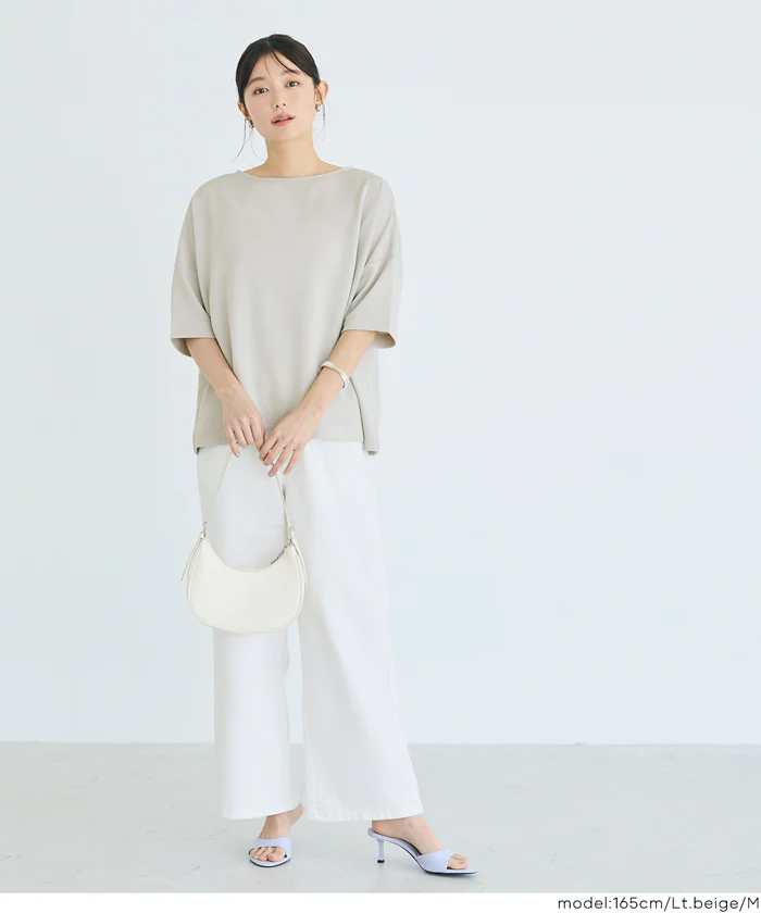 【WEB先行販売・5/6まで10％OFF】【予約5/20頃発送】ライトエンボス半袖ワイドT レディース メール便不可 【田中里奈様着用】 - Image 10