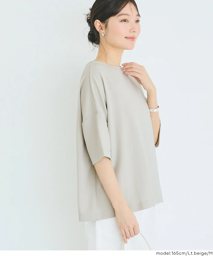 【WEB先行販売・5/6まで10％OFF】【予約5/20頃発送】ライトエンボス半袖ワイドT レディース メール便不可 【田中里奈様着用】 - Image 11