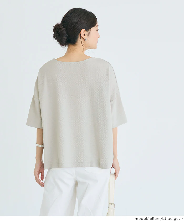 【WEB先行販売・5/6まで10％OFF】【予約5/20頃発送】ライトエンボス半袖ワイドT レディース メール便不可 【田中里奈様着用】 - Image 12