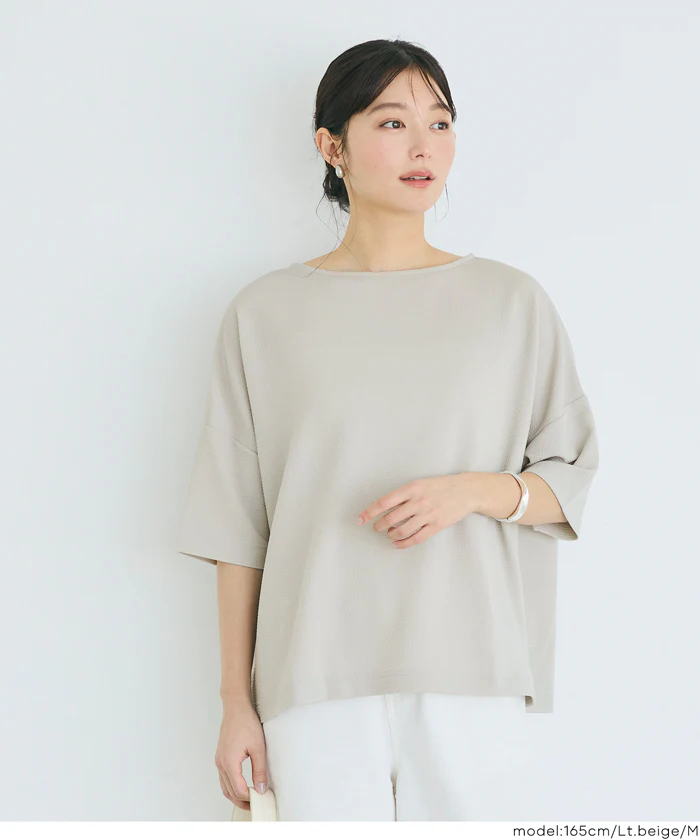 【WEB先行販売・5/6まで10％OFF】【予約5/20頃発送】ライトエンボス半袖ワイドT レディース メール便不可 【田中里奈様着用】 - Image 15