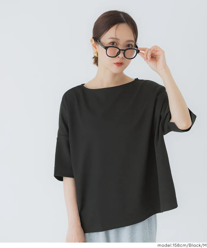 【WEB先行販売・5/6まで10％OFF】【予約5/20頃発送】ライトエンボス半袖ワイドT レディース メール便不可 【田中里奈様着用】 - Image 9